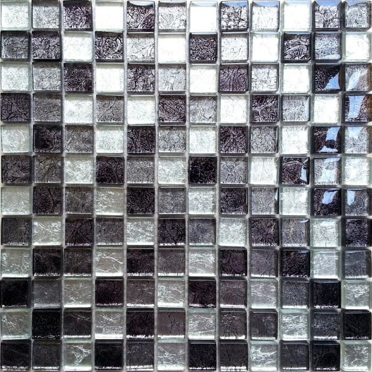 Mt0164 1 Ma Blanc Argent Verre Avec Acier Mosaique Feuille