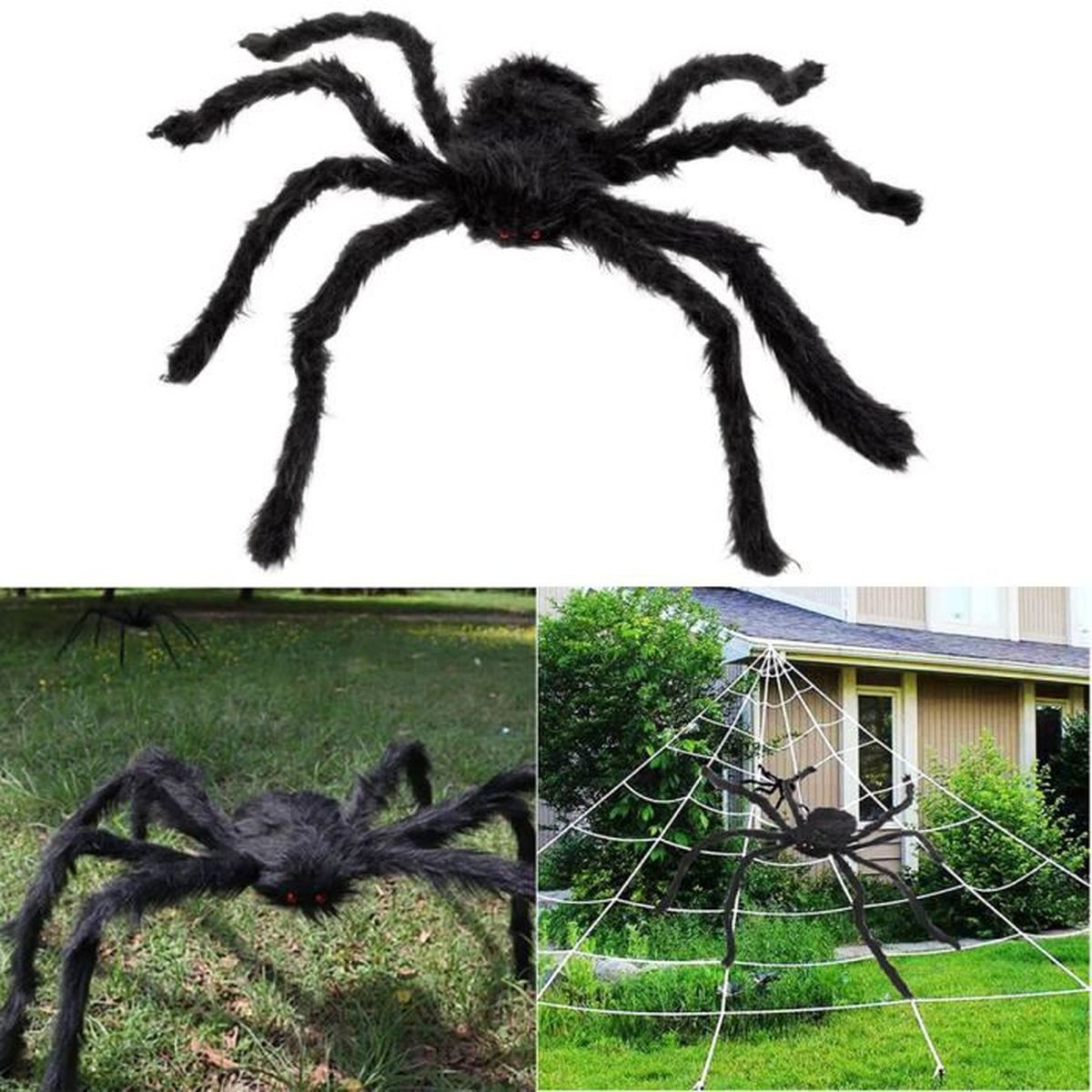 Velu Araignee Geante Decoration Halloween Prop Haunted House Party Decor Araignee Noire De 150cm Peluche Longue Yeux Rouges Achat Vente Deco De Fete Murale Cdiscount