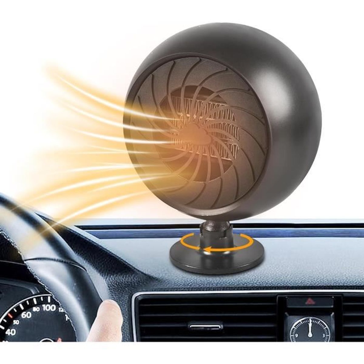 Camrusic Chauffage Voiture 12V 150W - Désembueur Pare-Brise Et Ventilateur Chauffant Rapide