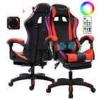 Chaise Gaming LED RGB - Fauteuil gamer - BIPLUT - Haut Dossier - Haut-Parleurs Bluetooth - Repose-Pieds - Massage Lombaire