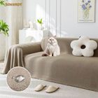 SOKERDY Housse de Canapé 3 Places, Impermeable Chat Anti Griffe, Jete de Canape Polyvalente avec Décoratifs Glands, Sépia,