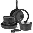 JUST PERFECTO HOUSHOLD APPLIANCES Batterie De Cuisine Induction 11 pièces JUST PERFECTO - Set De Casseroles Et Poeles - Tous Feux Dont Induction - Poignée Amovible