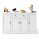NALOOKAMIC Buffet de Cuisine avec Tiroir, Portes, étagères réglables, Design Moderne, Armoire pour Salle à manger, Blanc 138cm