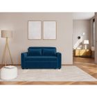 Ernest - Canapé droit 2 places convertible en velours côtelé - Bleu