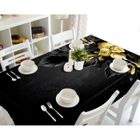 MOUTON MAISON DECO Nappe de table Motif Fleurs orchidées ors feuilles noires 3D effect imperméable et antipoussière 140 x 200cm