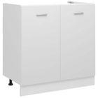 vidaXL Meuble sous-évier 80x46x81,5 cm, Bois reconstitué, Blanc, Armoire de salle de bain, Placard sous évier, Rangement 801196