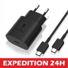 ZISONIX Chargeur Rapide USB C - Samsung - 25W - Adaptateur Secteur - Câble USB-C Inclus - Noir