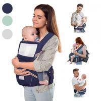 Porte-bébé 6 en 1 Respirant 3-36 mois Bretelles réglables Coton Poche Bleu Moley Mobiclinic