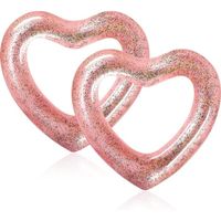 2pcs anneau de natation gonflable, En forme de coeur, Loisirs aquatiques pour adultes, Style brillant, 120cm, Or rose