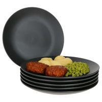 Mambocat Nagano 6 pcs. Service d'assiettes plates noir I assiette plate I Ø 26,5 cm I grès