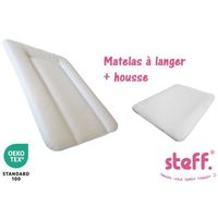 Steff - Matelas à langer blanc 50x70 cm + housse de matelas à langer blanc - avec l'OEKO TEX label standard 100