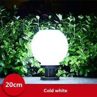 Base noire - Blanc froid-20 cm - Lampe solaire à LED en acier inoxydable, forme boule ronde, éclairage'extéri