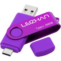 LEIZHAN Clé USB 3.0 256 Go Flash Drive USB Type C OTG Pendrive USB pour Huawei Samsung Smartphone Android de Type C-Violet