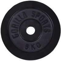 1 x disque de poids en fonte noire de 5kg -  Ø 31mm d'alésage