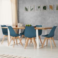 Lot de 6 chaises scandinaves SARA bleu canard pour salle à manger