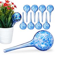 10 x Bewässerungskugel im Set, dosierte Bewässerung Pflanzen u. Blumen, Gießhilfe Büro, Urlaub, Ø 6 cm, Glas, blau