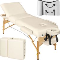 TECTAKE Table de massage portable pliante à 3 zones SOMWANG Sac de transport compris 218 x 102 x 65 - 90 cm - Beige