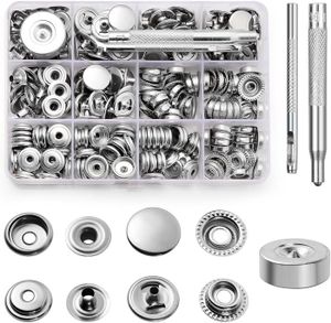 Lot De 200 Boutons Pression En Acier Inoxydable Avec Pince - Kit Sans Couture Pour Vêtements, Cuir, DIY