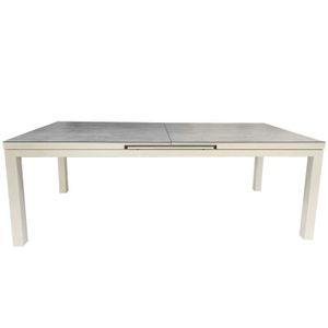 TABLE DE JARDIN  Table de jardin à rallonge Conte blanche 210x90cm 