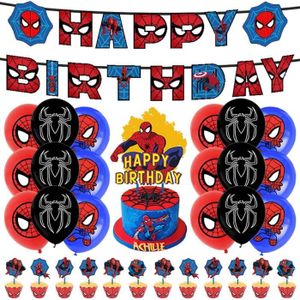 Ensemble de fournitures de fête d'anniversaire de super-héros pour  enfants,kits de décorations sur le thème des super-héros avec une bannière d 'anniversaire,des ballons,des décorations de cupcakes : : Cuisine  et Maison