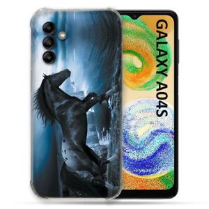 COQUE - BUMPER Coque Pour Samsung Galaxy A04S Animal Cheval Noir 