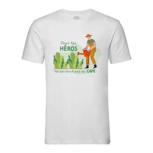 T-SHIRT T-shirt Homme Col Rond Blanc Les Vrais Héros - Jardinier Métier