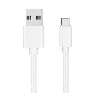 CÂBLE TÉLÉPHONE Cable USB-C pour Oppo A16 - A16s - A53 - A53S - A72 - A54s - A55 5G - A56 5G - A93 5G - A93s 5G  - Nylon Blanc 1 Mètre Phonillico®