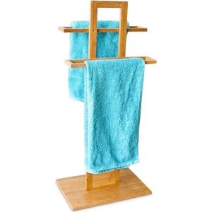PORTE SERVIETTE Relaxdays Porte-serviettes sur pied en bois de bam