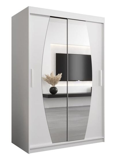 Armoire Dressing Coulissante Verona 4 Portes Avec Miroir - Penderie, étagères - Meuble Rangement Chambre Adulte, Design Moderne