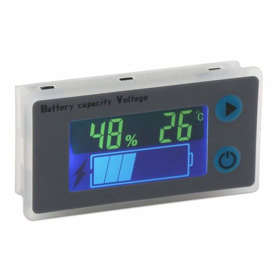 12V voltmetre Moniteur de capacité de batterie 10-100V Jauge de niveau de batterie de tension