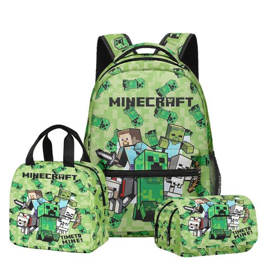 Cartable Minecraft 3 pièces, sac à dos grand format avec trousse et ...