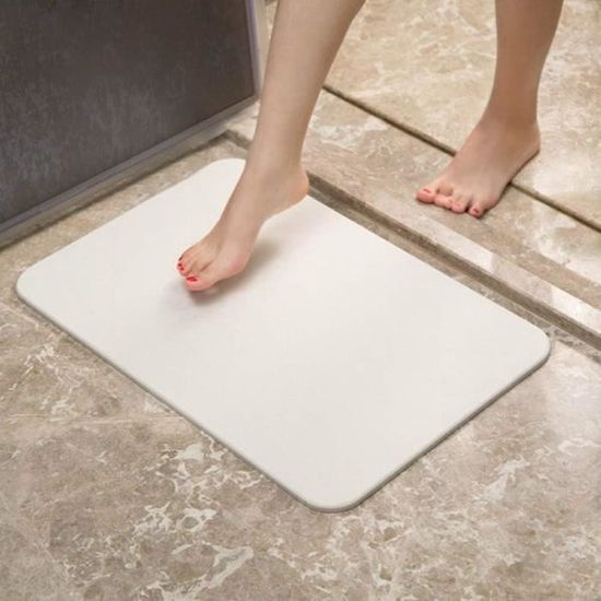 Tapis De Bain Diatomite ALISTAIR - Gris, Anti-dérapant, Super Absorbant - NEUF
