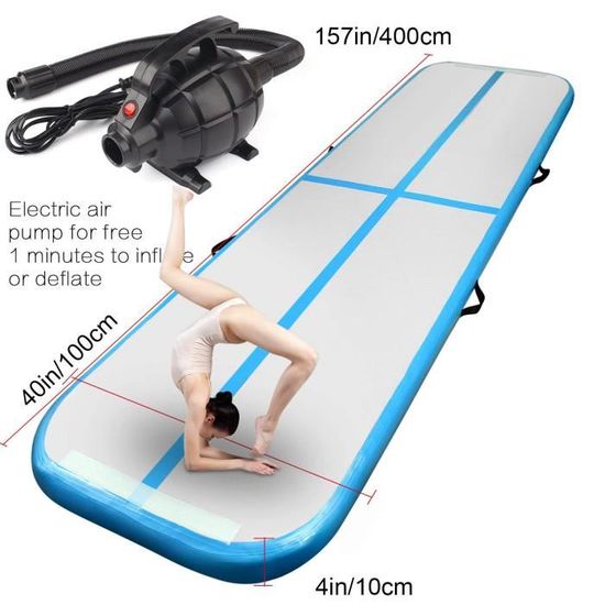 1x3m Air Tapis Gonflable Track Tapis Gymnastique gonflable Yoga & une Pompe