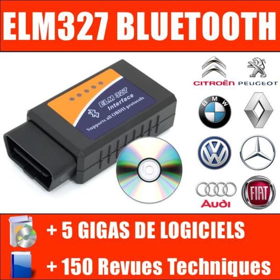 Interface Diagnostique Multimarques ELM327 BLUETOOTH / ELM 327 / OBD2* / Android AUTOCOM DELPHI VAG COM