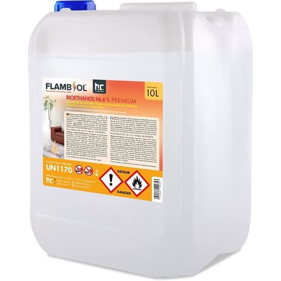 GiDeli Bioéthanol Lot De 3 X 10 L Parfum Coco 96,6 % éthanol Pour