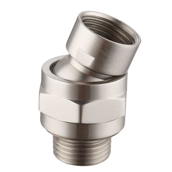 Adaptateur Pivotant Pour Pommeau De Douche - Laiton - Filetage G1/2 - Réglable à 23° - Argenté