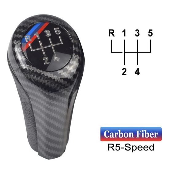 Fibre de carbone à 5 vitesses - Premium En Cuir Pommeau de levier de vitesse pour BMW 1 3 5 6 Série E30 E36 E