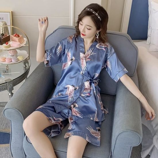 Acheter Ensemble Pyjama En Satin Soyeux Pour Femmes, Vêtements De Nuit