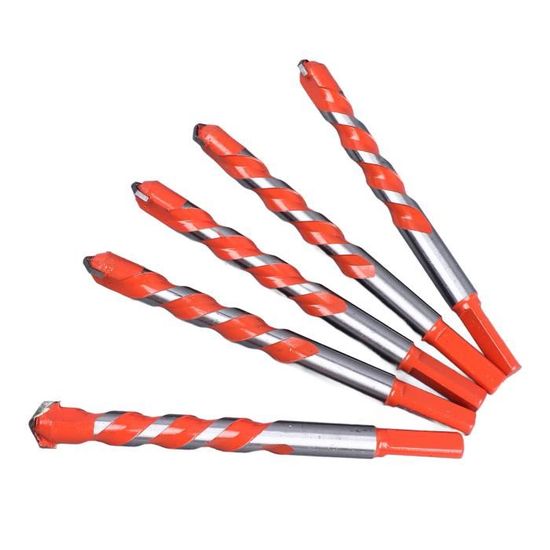 Forets Carbure Cémenté BGTEC - Lot De 5 Diamètres (5/6/8/10/12 Mm) Pour Carrelage, Béton, Bois, Verre, Multi-matériaux