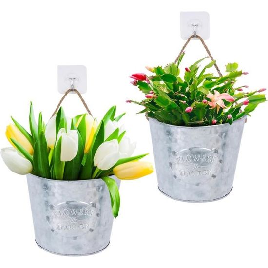 Ensemble de 3 jardinières murales métalliques Croissant blanc avec détails dorés en vente B2B pour votre magasin