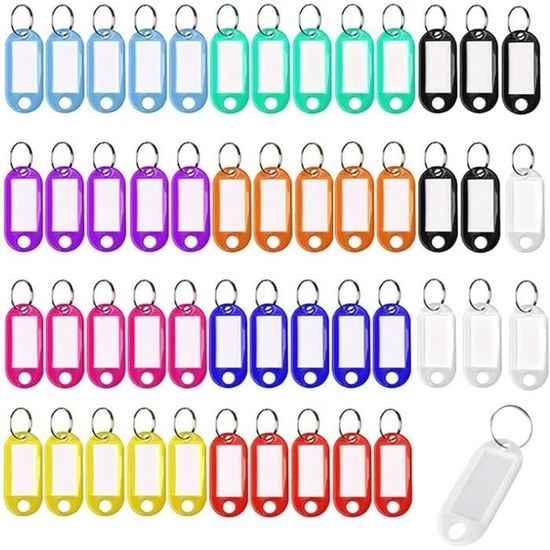 Lot De 50 Étiquettes Inscriptibles Pour Porte-Clés - Étiquettes Numéros Hôtel Couleurs Vives