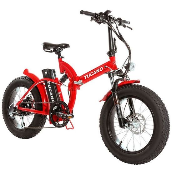 Vélo électrique FAT BIKE Monster FS 20"x 4" - Rouge - TUCANO - Tout suspendu - Hydrauliques