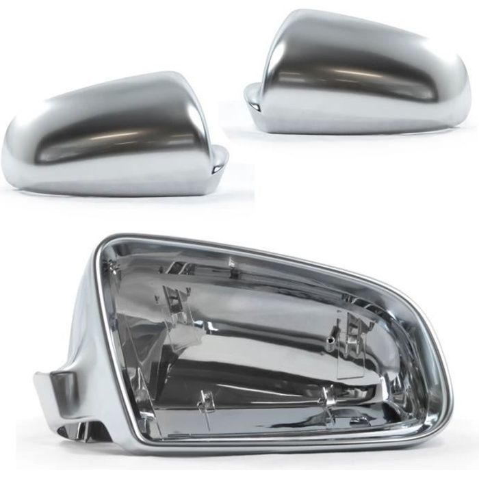 2 COQUE RETROVISEUR GRIS ALU POUR AUDI A3 8P 05/03-06/08 + A4 B6 B7 12/00-10/07 + A6 4F 04/04-09/08