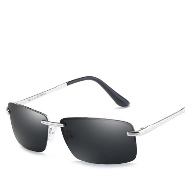 Lunettes de soleil Hommes Lumière polarisée Métal Classique Lunettes sans cadre Anti-éblouissement Conducteur de conduite