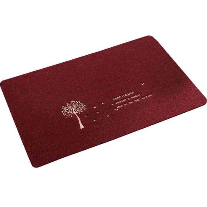 Absorbant Paillasson Entrée Tapis Paillasson Sol Moquette, arbre, Rouge foncé