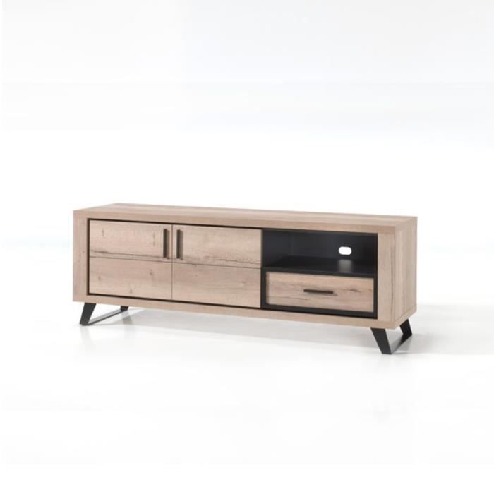 Meuble TV 180 cm couleur chêne naturel ROXEY Marron L 180,2 x P 50 x H 63 cm