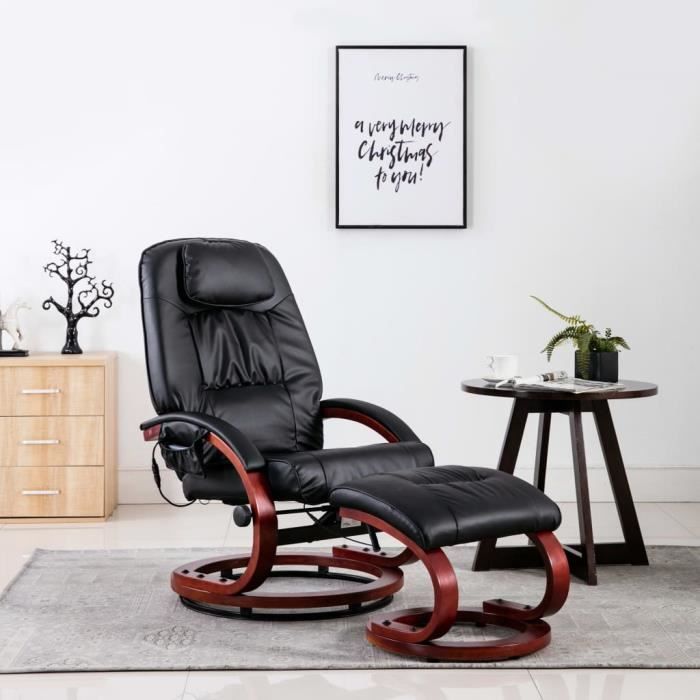 Fauteuil de massage Fauteuil électrique de relaxation grand confort avec repose-pied Noir Similicuir