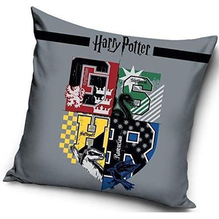 Taie d'oreiller pour Enfants 40x40 Harry Potter emblèmes, écussons 4 Maisons