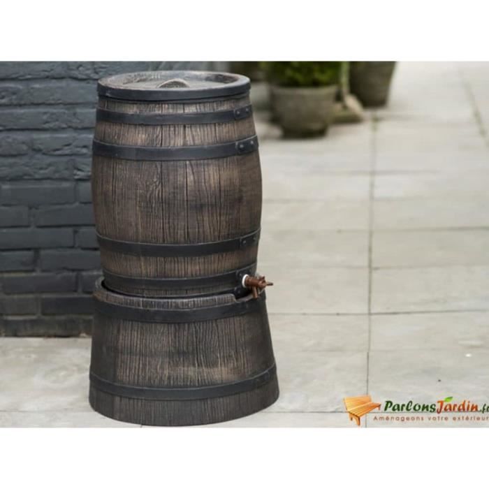Baril d'eau de pluie avec aspect de bois 120L 50,5x66 cm Marron Parfait #323464