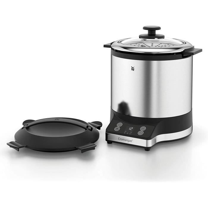 WMF KITCHENMINIS Cuiseur A Riz Capacité 1L (250g) Cuisson Riz Céréales Légumes (Panier Vapeur Inclus) Design Inox Elegant & Compact